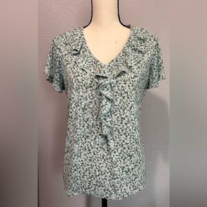 Adrianna Papell Ruffle front Shirt size Medium Floral